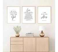 Affiches Murales - Toile Decoration Murale, Bible Verse Art mural Gallery Print Be Still Love Is Patient I Am With You Always Écriture Affiche Art mural Décoration Chrétienne / 16x20inchx3 Sans Cadre