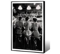 Affiches murales vintage noires et blanches tendance pour femmes - Impressions sur toile à l'alcool - Images pour bar, chariot, appartement, dortoir - 40,6 x 61 cm - Cadre noir en métal