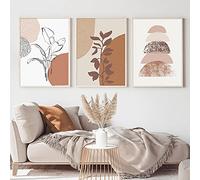 Affiches-Photos murales, Modern Terracotta Boho Sun Moon Plants Affiches Print Geometric Canvas Painting Art mural Photos Salon Home Interior Decor / 50x70cmx3 Sans Cadre