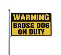 Affiches pour dortoir universitaire Avertissement Chien Badass en service Drapeau Piscine Décorations de campagne pour la maison (30 x 45 cm)