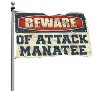 Affiches pour dortoir universitaire « Beware of Attack Lamantin » Drapeau pour piscine Décoration de campagne pour la maison (120 x 180 cm)