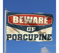 Affiches pour dortoir universitaire « Beware of Porc-épic » - Accessoires de bureau pour hommes - Drapeaux amusants pour chambre (120 x 180 cm)