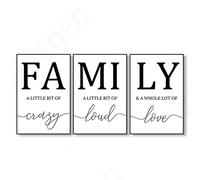 Affiches simples et minimalistes Lettres Famille Toile Art mural Famille Style d'écriture Citations d'amour Décoration de la maison Salon Chambre Décor sans cadre 30 × 40 cm × 3 pièces