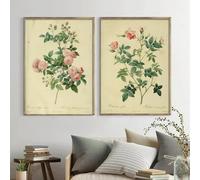 Affiches sur toile avec illustrations de plantes antiques, imprimés botaniques vintage, décoration de bureau, photos murales, peinture de fleurs de roses, 15,7" x 19,6" (40 x 50 cm) x 2 sans cadre