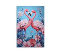 Affiches sur toile imprimées aquarelle flamant rose nature animal fleur décoration murale pour salon, chambre à coucher