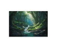 Affiches sur toile imprimées sur toile de forêt tropicale, ruisseau tropical, paysage d'arbre, paysage - Œuvre d'art pour décoration murale de salon, chambre à coucher