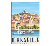 Affiches sur toile vintage de France, Marseille, ville portuaire, décoration murale pour chambre à coucher, bureau, cadeaux de fête, 20 x 30 cm