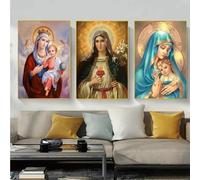Affiches Vintage De Marie, Dieu Et Jésus, Cœur Et Vierge, Art Religieux, Peinture Sur Toile, Décoration De Salon 21X30Cmx3Pcs Sans Cadre
