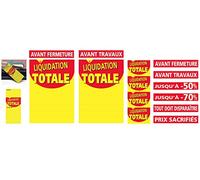 Affichesstore 30100 - Kit 11 Affiches Papier Liquidation Totale et 200 Etiquettes - Avant Travaux - Avant Fermeture - Jusqu’à - 50% - Jusqu’à -70% - Tout Doit Disparaitre - Prix Sacrifiés.
