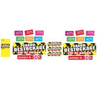 Affichesstore 30110 - Kit de 19 affiches Grand Destockage Fin de Saison et 200 étiquettes -Affiches 20% 30% 40% 50% 60% 70% - Jusqu’à - 50%.
