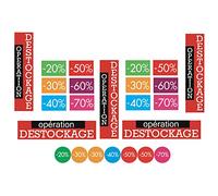 Affichesstore 30120 - Kit de 17 Affiches Papier Opération Destockage - 20% 30% 40% 50% 60% 70% & 315 Stickers - 20% 30% 40% 50% 70%