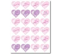 Affichesstore 30259 - Lot de 120 Stickers - 5 Feuilles de 24 Etiquettes Adhésives Assorties - Coeurs 43x40 mm - Messages Cadeaux et Fêtes