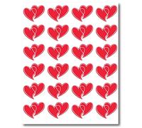 Affichesstore 30260 - Lot de 120 Stickers - 5 Feuilles de 24 Etiquettes Adhésives - Double Coeurs Rouges 44x34 mm