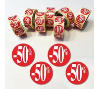 Affichesstore 30295-4 Rouleaux de 500 Étiquettes Autocollantes Rouges - Ø 25mm - Adhésives - Brillantes - Stickers -50% pour Remise/Promotion/Soldes