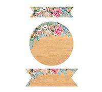 Affichesstore 30309 - Lot de 65 Stickers - 5 Feuilles de 13 Etiquettes Adhésives - Autocollants Bandes et Ronds 50mm - Roses sur Fond Kraft