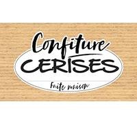 Affichesstore 30328 - Lot de 20 Stickers Confiture Cerises - L105 H60 mm - Fond Kraft - Étiquettes Autocollantes - Adhésives - Avec Refente Arrière