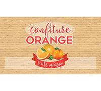 Affichesstore 30345 - Lot de 20 Stickers Confiture Orange - L105 H60 mm - Fruits sur Fond Kraft - Étiquettes Autocollantes - Adhésives - Avec Refente Arrière
