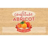 Affichesstore 30346 - Lot de 20 Stickers Confiture Abricot - L105 H60 mm - Fruits sur Fond Kraft - Étiquettes Autocollantes - Adhésives - Avec Refente Arrière