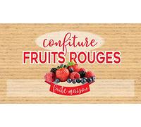 Affichesstore 30347 - Lot de 20 Stickers Confiture Fruits Rouges - L105 H60 mm - Fruits sur Fond Kraft - Étiquettes Autocollantes - Adhésives - Avec Refente Arrière