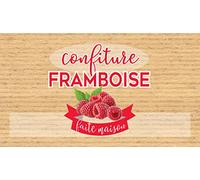 Affichesstore 30348 - Lot de 20 Stickers Confiture Framboise - L105 H60 mm - Fruits sur Fond Kraft - Étiquettes Autocollantes - Adhésives - Avec Refente Arrière
