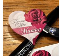 Affichesstore 30373 - Lot de 72 Stickers - 3 Feuilles de 30 Étiquettes Adhésives L43 H42 mm - Coeurs Bonne Fête Maman Roses - Autocollants Brillants