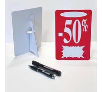 Affichesstore 30491-5 Cartons avec Chevalet Arrière L145 H210 mm -50% - Épaisseur 3mm - Inscriptible - Impression Recto Seul - Satiné