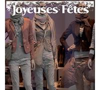 Affichesstore 30733 - Sticker Vitrophanie Electrostatique L100 H35 cm - Joyeuses Fêtes - Blanc Sur Film PVC Transparent 150 Microns