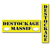 Affichesstore 30930 - Kit 2 Affiches Destockage Massif Jaune L80 H26 cm + L15 H80 cm - Imprimé Recto Seul - Inscriptible - Qualité Imprimerie - Papier Brillant 170g.