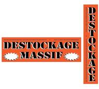 Affichesstore 30931 - Kit 2 Affiches Destockage Massif Orange L80 H26 cm + L15 H80 cm - Imprimé Recto Seul - Inscriptible - Qualité Imprimerie - Papier Brillant 170g.