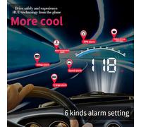 Afficheur Tete Haute Compteur de vitesse numérique for voiture HUD Affichage tête haute Projecteur pare-brise Verre Ordinateur bord Alarme RPM Température l'eau