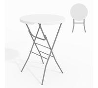 AffinityFurn Mange Debout Pliant en Plastique 110 x 80 cm, Table de Camping pour 6 Personnes, Table Pliante Ronde pour Jardin, Terrasse et Balcon, Blanc