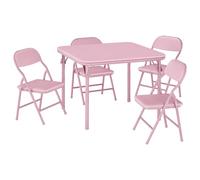 AffinityFurn Table Enfant Pliable avec 4 Chaises, Ensemble Table Et Chaise Enfant pour Le Jardin d'enfants, Table D'ActivitéS pour Salle à Manger, Garderie,Salle De Classe, Rose