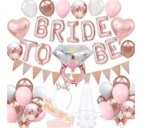 Affivia Bride to Be Kit de ballons décoratifs Jga pour femme avec ballons Bride to Be + voile + écharpe de mariée + bandeau, ballons rose et blanc, pour enterrement de vie de jeune fille, fête de