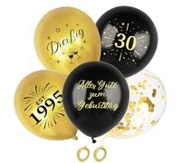 Affivia Lot de 25 ballons décoratifs pour 30e anniversaire - Noir et doré - Décoration de fête pour femme et homme - Décoration d'anniversaire 30 ans - Ballons pour 30e anniversaire