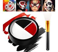 Afflano Lot de 2 teintes de maquillage de clown pour Halloween - Noir et blanc - Couverture complète - Fond de teint pour Halloween SFX Cosplay Crâne Zombie Vampire