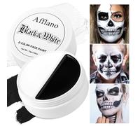 Afflano Maquillage Halloween Peinture Visage Noir Blanc, Black White Face Paint 76g, Festival Cosplay Fond De Teint Blanc,Trucco Vampiro Clown SFX Partie Art Théâtre Zombie Joker Visage Corps Peinture