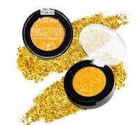 Afflano Ombre à PaupièRes Jaune Pailleté, Fard à PaupièRes Jaune Or Brillant Diamanté Haute Pigmentation, Yellow Eyeshadow Palette, Maquillage Des Yeux Longue DuréE Surligneur De PaupièRes Scintillant