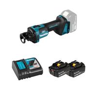 Affleureuse 18V plaque de plâtre DCO181Z + 2 batteries BL1850B 18V 5 Ah + 1 chargeur rapide DC18RC MAKITA