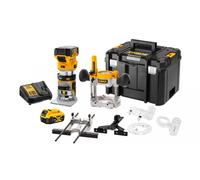 Affleureuse-défonceuse XR 18V 2 x 5Ah Li-ion DEWALT - pince 6-8 mm - en coffret Tsatak avec 2 batteries 18V + chargeur + accessoires - DCW604P2-QW
