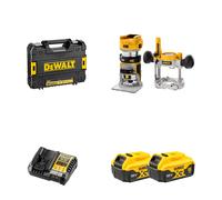 Affleureuse - défonceuse XR 18V DCW604NT-XJ + 2 batteries 18V 5 Ah + 1 chargeur DCB1104-QW DEWALT
