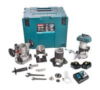 MAKITA DRT50RTJX3 affleureuse 18V (2x5Ah) Ø 8mm avec kit d'accessoires