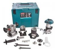 Affleureuse sans fil 18V LXT - MAKITA - sans batterie, ni chargeur - avec accessoires - MakPac - DRT50ZJX3 G