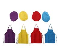 Afforstyle Ensemble de Tablier et Chapeau de Chef pour Enfants, 8 PièCes, RéGlable, avec Tablier de Cuisine à 2 Poches