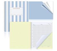 Affrolling Cahier de laboratoire autocopiant à rayures verticales 21,6 x 27,9 cm, 25 ensembles de pages, 53 pages, carnet de notes de laboratoire chimie, calcul, carnet scientifique, reliure à spirale