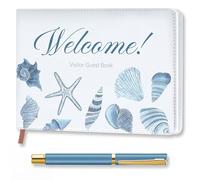 Affrolling Livre d'or visiteur de cabine avec stylo pour maison de vacances et locations à court terme, couverture en cuir rustique, format A5, 144 pages, journal de bienvenue pour visiteur hôte