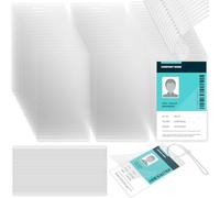 Affrolling Lot de 150 pochettes de plastification avec trou de fente de 15 mm, 6,3 x 11,4 cm, étiquettes de bagage thermiques transparentes pour cartes de passage, cartes de visite et cartes