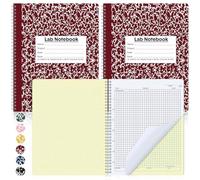 Affrolling Lot de 2 cahiers de laboratoire sans carbone 21,6 x 27,9 cm, 25 ensembles de pages, 50 pages au total pour laboratoire, ingénierie, chimie, calcul, carnet scientifique, reliure à spirale