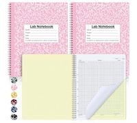 Affrolling Lot de 2 cahiers de laboratoire sans carbone 21,6 x 27,9 cm, 25 ensembles de pages, 50 pages au total pour laboratoire, ingénierie, chimie, calcul, carnet scientifique, reliure à spirale