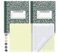 Affrolling Lot de 2 cahiers de laboratoire sans carbone 21,6 x 27,9 cm, 25 ensembles de pages, 50 pages au total pour laboratoire, ingénierie, chimie, calcul, carnet scientifique, reliure à spirale