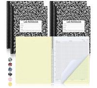 Affrolling Lot de 4 cahiers de laboratoire sans carbone 21,6 x 27,9 cm, 25 ensembles de pages, 50 pages, total de laboratoire, ingénierie, chimie, calcul, carnet de notes scientifiques à spirales
